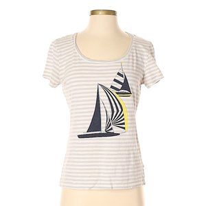 Banana Republic Sail Boats Gray Scoop Neck T-Shirt